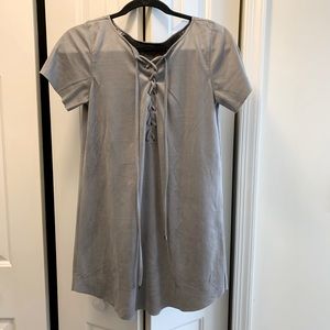 Gray Faux Velvet Dress